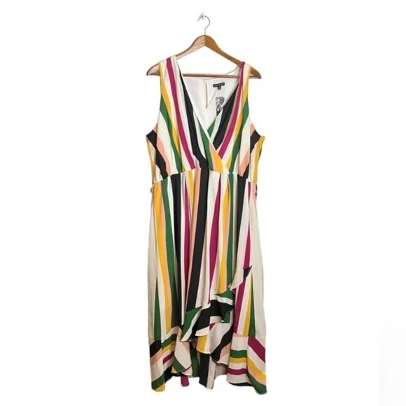Lane Bryant NWT Colorful Maxi Dress Striped Faux Wrap Plus Size - Picture 4 of 9